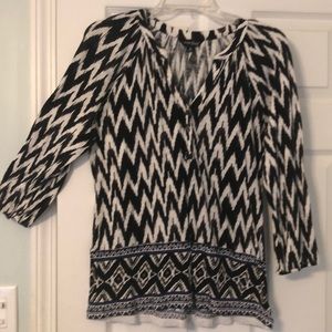 Black and White Chevron Top, Lucky Brand, Size M
